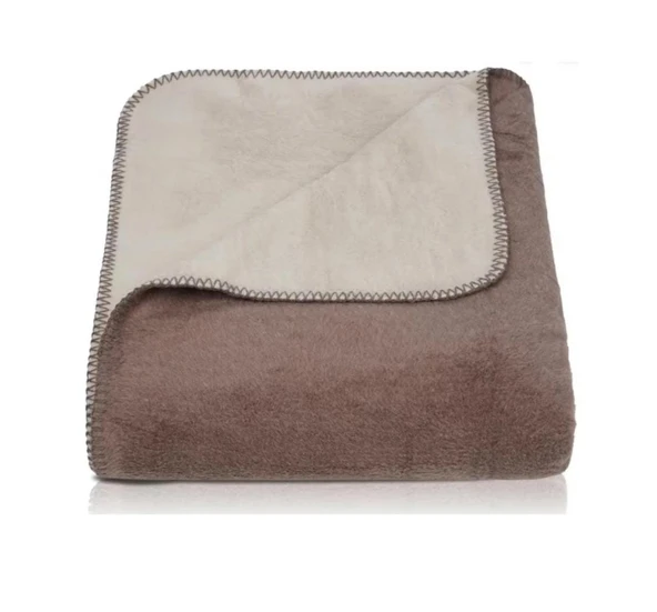 Çift Kişilik Düz Pamuklu Battaniye çift taraflı 200 + 220 kahverengi - Resim 4