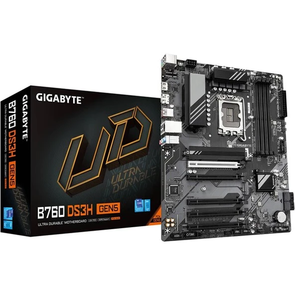 GIGABYTE B760 DS3H GEN5 DDR5 HDMI-DP TYPEC PCIE 5.0 1700P ATX 5-PCI SLOT ürün görseli 1