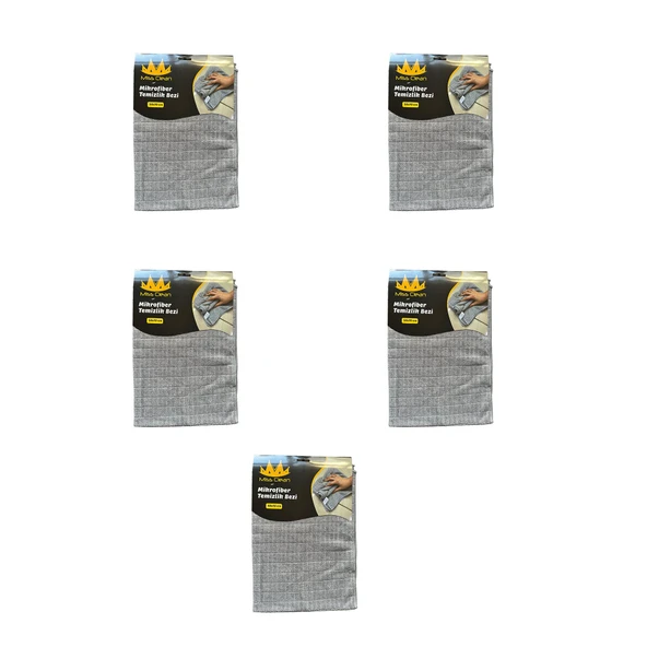 Miss Clean Mikrofiber Kareli Yüzey Cam Temizlik Bezi 50x70 Cm Süper Emici - 320 Gr. - Gri - 5 Adet ürün görseli 1