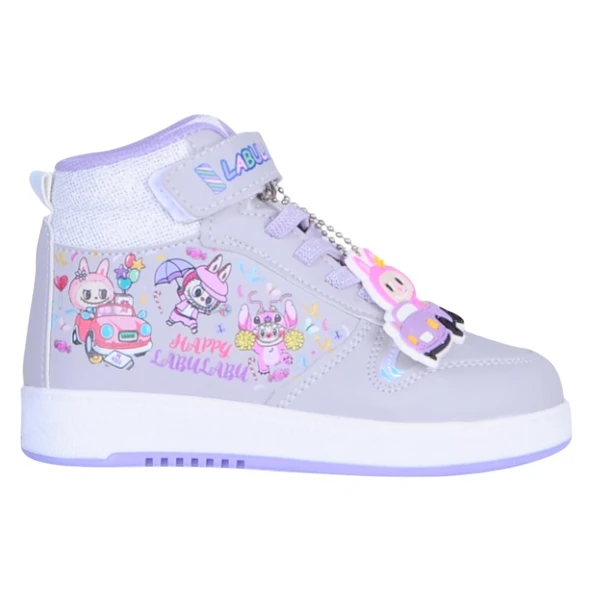 Prokids 4444 Gri-Lila Cırtlı Boğazlı Kız Çocuk Spor Ayakkabı - Resim 2