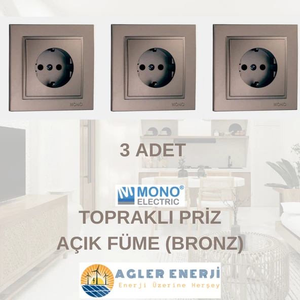 TOPRAKLI PRİZ -AÇIK FÜME (BRONZ) -MONO DESPİNA - Resim 3