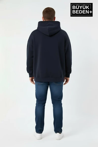 Erkek Büyük Beden Kapüşonlu Orta Brooklyn Baskılı Sweatshirt SPR26BSW961 - Resim 11