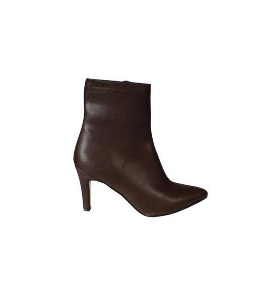 YAZKIŞ Kadın Siyah Kahve Cilt 16cm Bilek Boyu Yandan Fermuarlı 9cm ince Topuk Sivri Burun Topuklu Bo - Resim 7