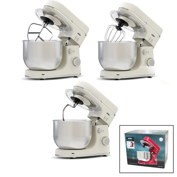 STANDLI MİKSER - BLENDER SETİ 3 FARKLI UÇ 8 KADEME HIZ+TURBO HAMUR YOĞURMA-ÇIRPICI-KARIŞITIRICI+ KASE 1300W 6LT ÇELİK HAZNE -SMX-2769 (2818) ürün görseli