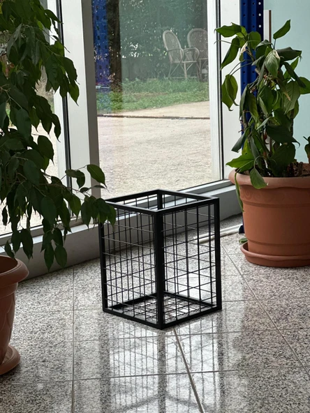 Metal Tel Kasa Sepet  - Depolama Kasası,  Sele Sepet  Siyah 35x35 cm H:20 cm - Resim 5