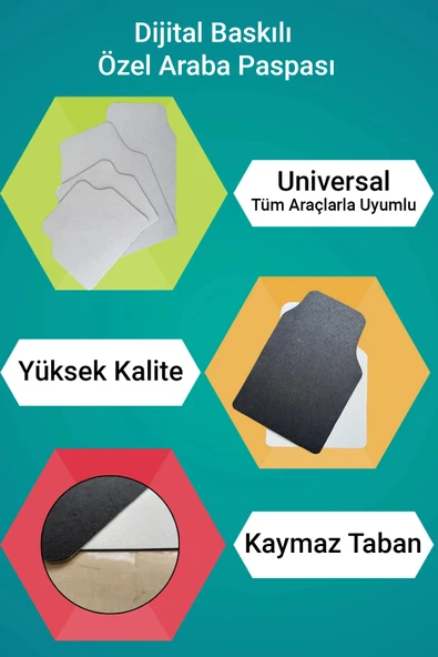 SonicTouch Universal Oto Araba Paspası Takımı Dijital Baskılı Her Araca Uyumlu Yıkanabilir 22OPD251104 - Resim 4