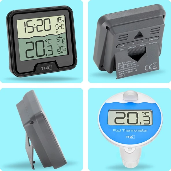 Tfa 30.3066.01 'Marbella' Havuz Sıcaklık Ölçer Ortam Isı Nem Ölçer - Resim 5