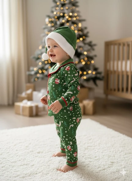 BEBEK YILBAŞI NOEL TEMALI PİJAMA TAKIMI - Resim 3