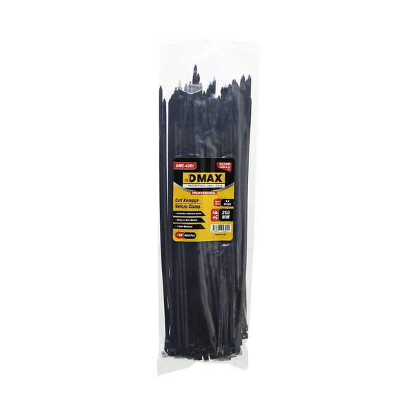 SİYAH 3.6X250MM PLASTİK CIRT KELEPÇE 100PCS (2818) ürün görseli 1