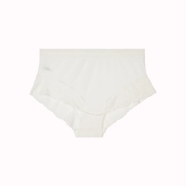 Büyük Beden Dantelli Tül Detaylı Lastikli Yüksek Bel Kadın Külot - Resim 7