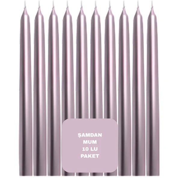 Pembe Renkli Şamdan Mum 10 Lu Paket 25 cm ürün görseli 1