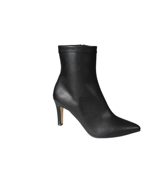 YAZKIŞ Kadın Siyah Kahve Cilt 16cm Bilek Boyu Yandan Fermuarlı 9cm ince Topuk Sivri Burun Topuklu Bo - Resim 2