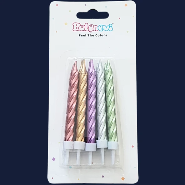 Spiral Krom Karışık Pasta Mum 8 cm * 10 Adet ürün görseli 1