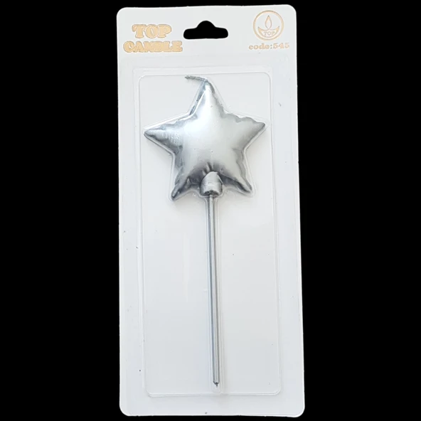 Gümüş Yıldız Pasta Mum 13 cm * 1 Adet ürün görseli 1