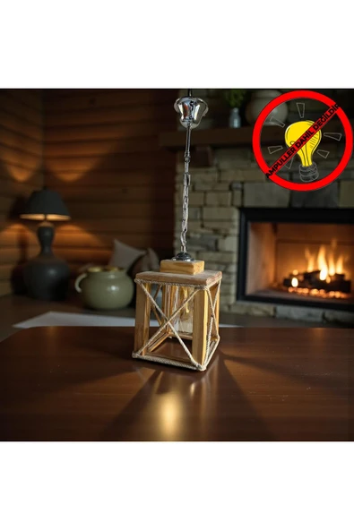 Dekoratif Ahşap Halatlı Kafes Avize ürün görseli