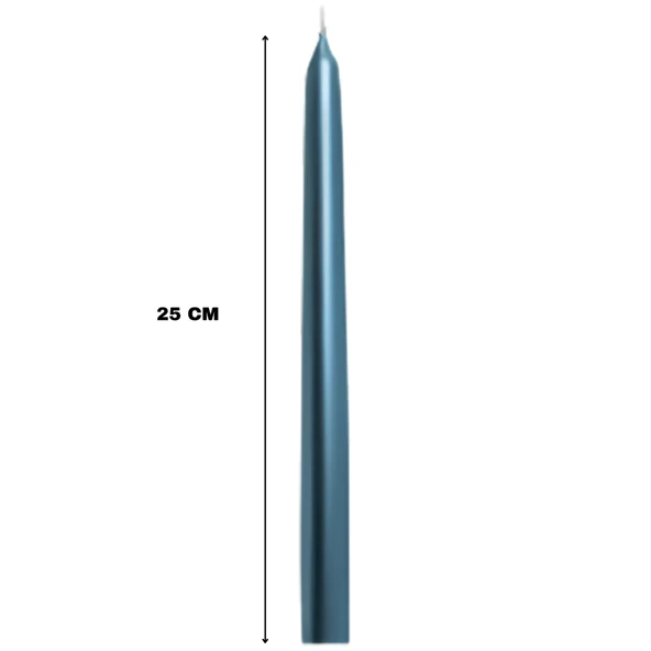 Mavi Renkli Şamdan Mum 10 Lu Paket 25 cm - Resim 2