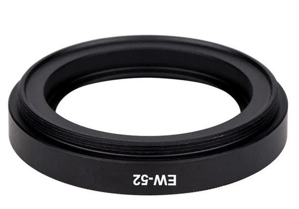 Ayex EW-52 Metal Parasoley, Canon RF 35mm F1.8 MACRO IS STM ile Uyumlu, Vidalı Alüminyum Lens Hood - Resim 2