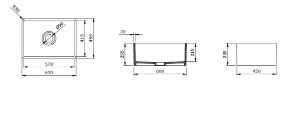 Bocchi Lavello Mutfak Eviyesi 60 Cm Parlak Beyaz 1137-001-0120-03 - Resim 2