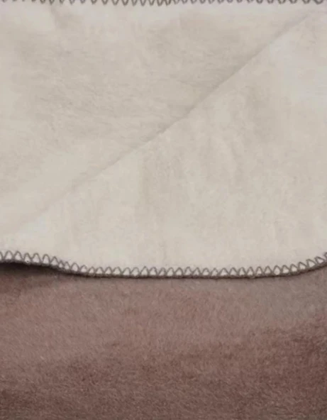 Çift Kişilik Düz Pamuklu Battaniye çift taraflı 200 + 220 kahverengi - Resim 3