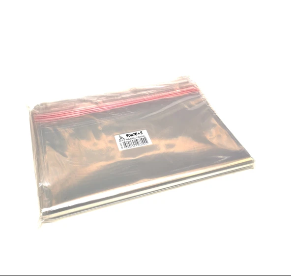 50 Adet (50X70+5) Opp Jelatin Bantlı Yapışkanlı Naylon Poşet - Resim 3