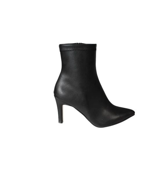 YAZKIŞ Kadın Siyah Kahve Cilt 16cm Bilek Boyu Yandan Fermuarlı 9cm ince Topuk Sivri Burun Topuklu Bo - Resim 5