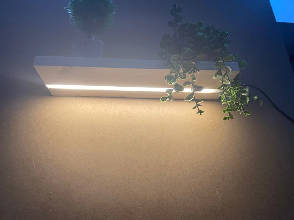 L ahşap ışıklı raf - Resim 2