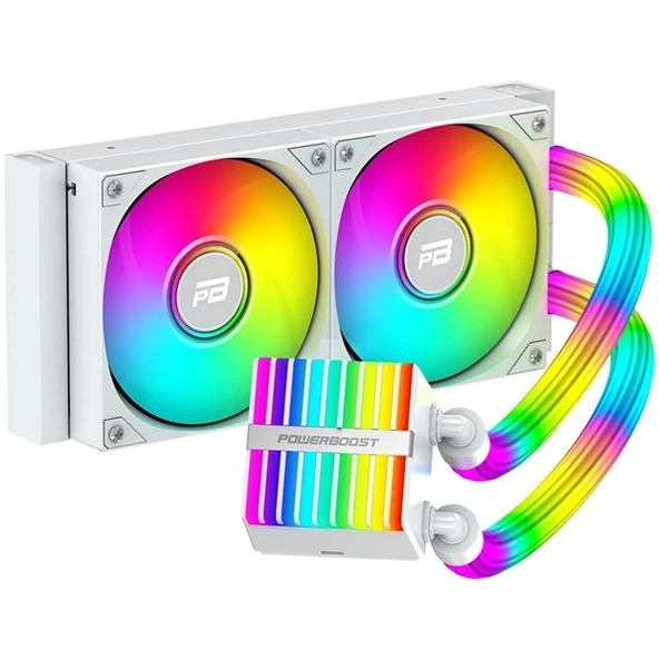 POWERBOOST 240MM LEGEND 240W PB-LCS-YS240-W ARGB AM5-1851P SIVI SOĞUTMALI İŞLEMCİ FANI BEYAZ ürün görseli
