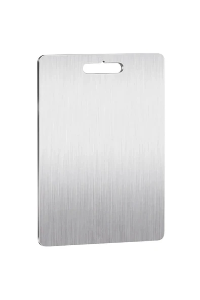 Paslanmaz Krom Metal Çelik Et Balık Sebze Kesme Panosu Tahtası - 22,5 x 33 Cm. - ürün görseli 1