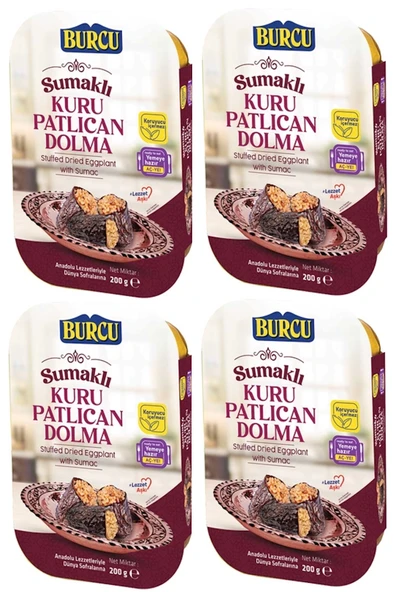 Burcu Sumaklı Kuru Patlıcan Dolması 200 gr x 4 Adet ürün görseli 1