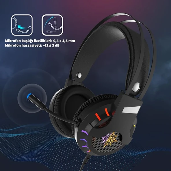 INCA 7.1 USB RGB Siyah Gaming Kulaklık IGK-X10 - Resim 5