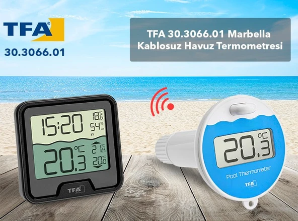 Tfa 30.3066.01 'Marbella' Havuz Sıcaklık Ölçer Ortam Isı Nem Ölçer - Resim 4