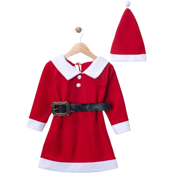 KIZ ÇOCUK YILBAŞI NOEL TEMALI NOEL BABA ELBİSESİ - Resim 4