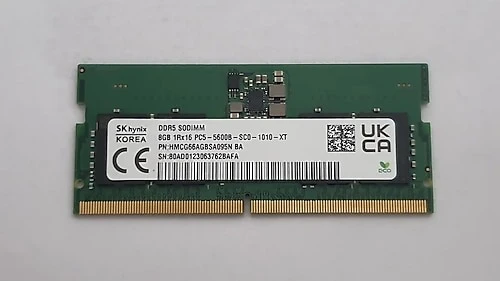 SK HYNIX 8GB DDR5 5600Mhz 1Rx16 CL40 Notebook Ram HMCG66AGBSA095N ürün görseli 1