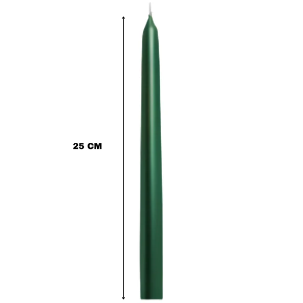 Yeşil Renkli Şamdan Mum 10 Lu Paket 25 cm - Resim 2