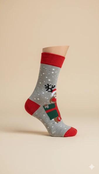 Hediye Taşıyan Ren Geyiği Çorabı ürün görseli 1