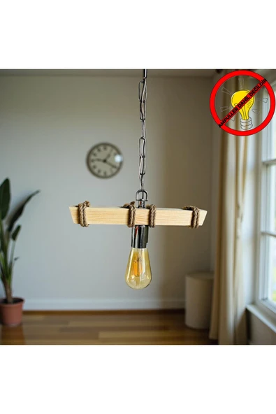 Dekoratif Ahşap Tekli Avize ürün görseli