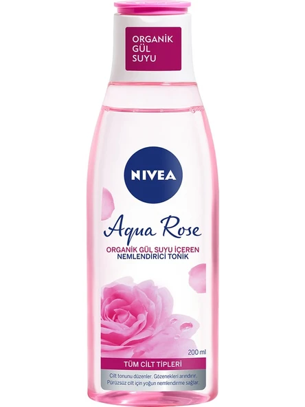 Nivea Aqua Rose Organik Gül Suyu İçeren Nemlendirici Tonik (200ml) Tüm cilt tipleri için 24 Saat Yüz Nemlendirici - Resim 3
