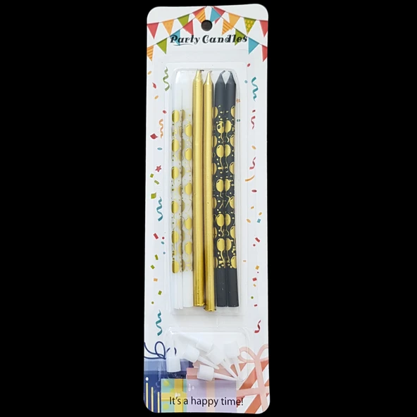 Balon Desenli İnce Uzun Pasta Mum 14 cm * 6 Adet ürün görseli 1