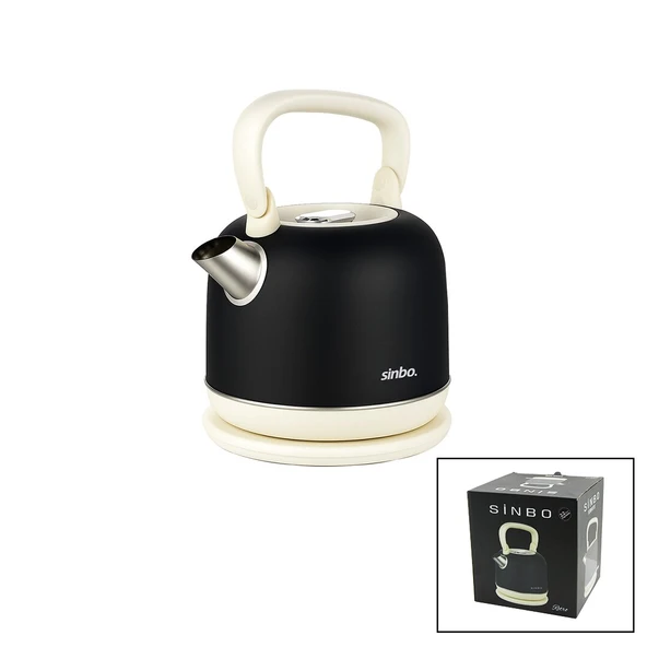 RETRO SİYAH NOSTALJİ DEMLİK MODEL ÇELİK KETTLE SU ISITICI 2.2LT 1800W GİZLİ RESİZTANS SK-8035 (2818) ürün görseli
