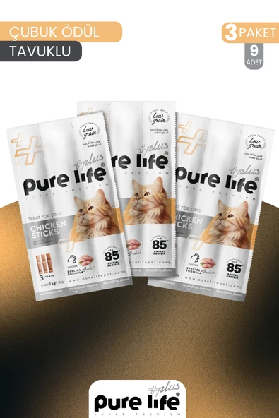Plus 3'lü Stick Tavuk Etli Kedi Ödül Çubukları 3x15 Gr ürün görseli 1