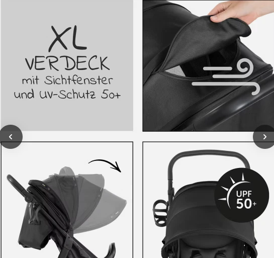 Hauck Rapid 4D Air Bebek Arabası Siyah - Resim 2