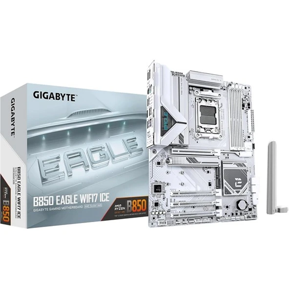 GIGABYTE B850 EAGLE WIFI7 ICE DDR5 HDMI-DP TYPEC PCIE 5.0 AM5 ATX BEYAZ ürün görseli