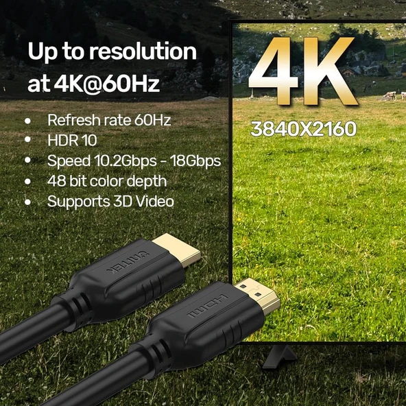 UNITEK HDMI2.0 KABLO 1.5MT 4K&60Hz (C11079BK-1.5M) - Resim 3