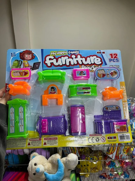 Oyuncak Ev Eşyası 12 Parça Ev Seti Oturma Odası Eşya ürün görseli 1