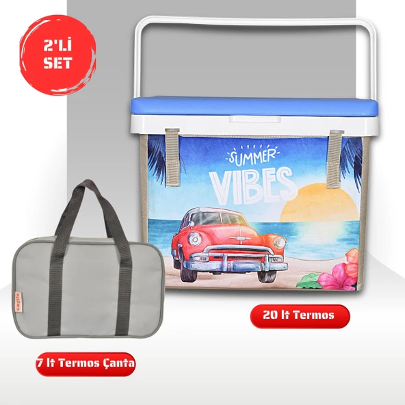 Buzluk Termos  Set-20 Lt Kumaş Buzluk Termos (1029 Cooler Box)+7 lt İzolasyonlu Çanta ürün görseli