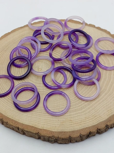 Akik Taşı İnce Boy Yüzük – Sisli Mor Alacalı –  3mm Kalınlık  (59984) ürün görseli