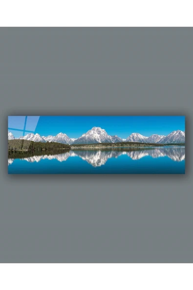 Göl ve Dağ Manzara Panoramik Cam Tablo Hediyelik Büyük Tablo Ev Ofis Dekoru ürün görseli