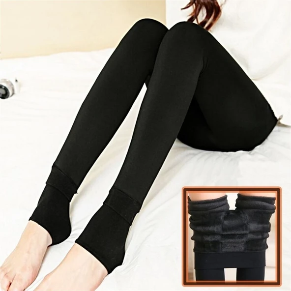 Kadın Termal Peluş Tayt - Resim 2