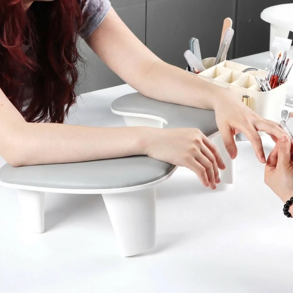 Oval U Tipi Ergonomik Manikür Sehpası Gri Manikür Kol Desteği U1G - Resim 2