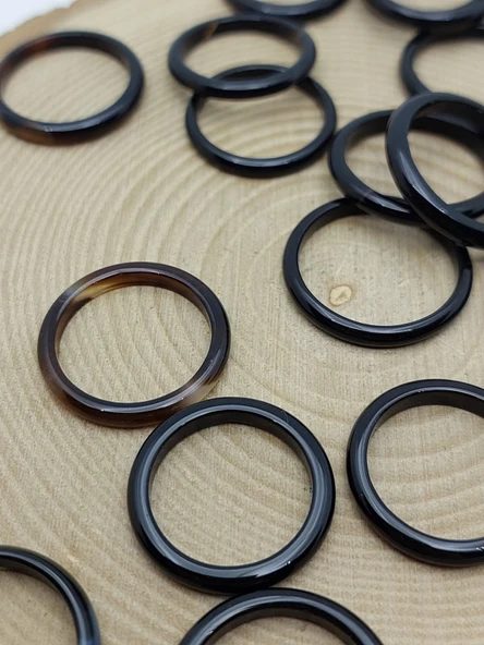 Akik Taşı İnce Boy Yüzük – Siyah Alacalı –  3mm Kalınlık  (59976) ürün görseli